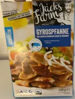 Gyrospfanne aus zartem Schinkenfleisch in Scheiben