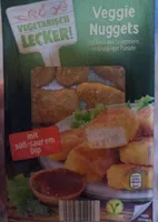 Veggie Nuggets auf Basis von Sojaprotein, in knuspriger Panade mit süß-saurem Dip