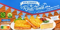 Rösti-Toast mit Preiselbeeren und Camembert
