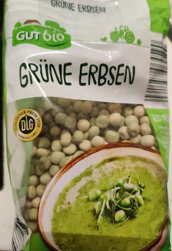 Grüne Bio-Erbsen