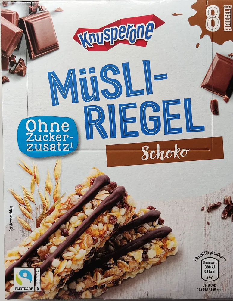 Müsliriegel ohne Zuckerzusatz - Schoko