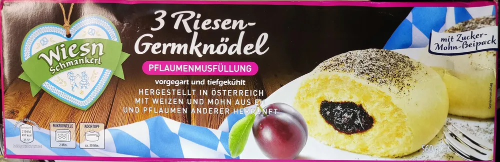 3 Riesen-Germknödel - Pflaumenmusfüllung