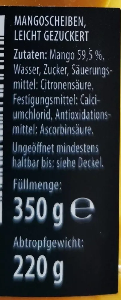 Mango in Scheiben, leicht gezuckert