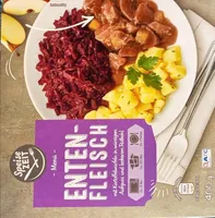 Menü - Entenfleisch mit Kartoffelwürfeln und Rotkohl
