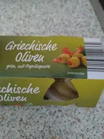 Griechische grüne Olive, gefüllt mit Paprikapaste