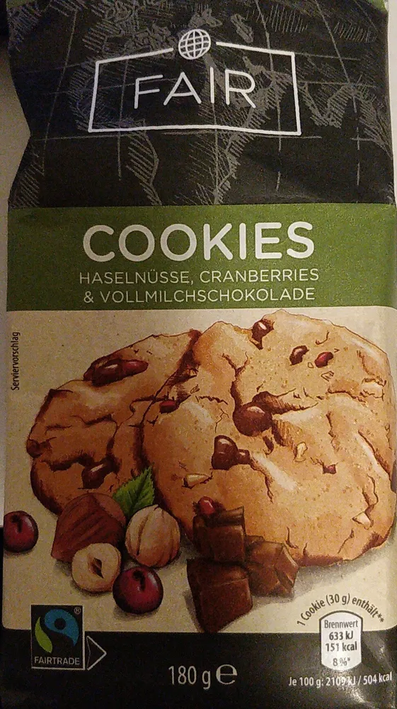 Cookies Haselnüsse Cranberries & Vollmilchschokolade