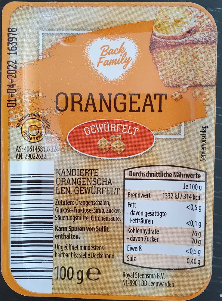 Orangeat gewürfelt