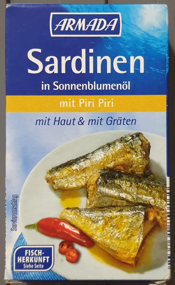 Sardinen in Sonnenblumenöl mit Piri Piri