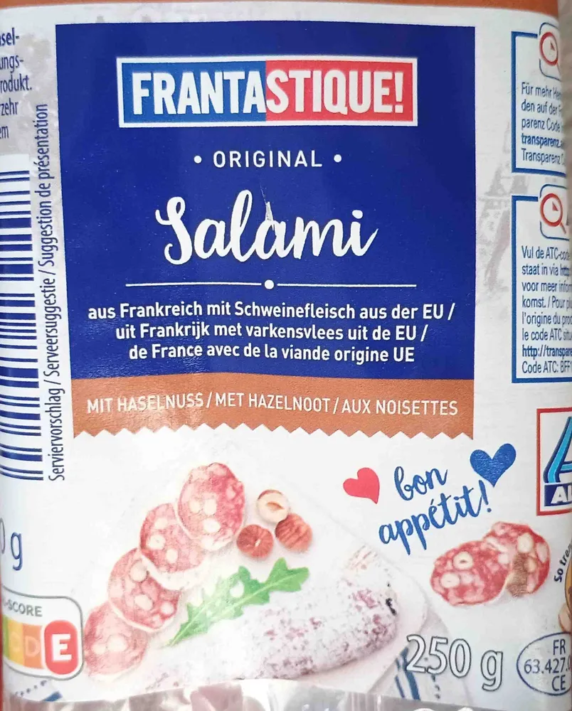 Salami aus Frankreich, mit Haselnuß