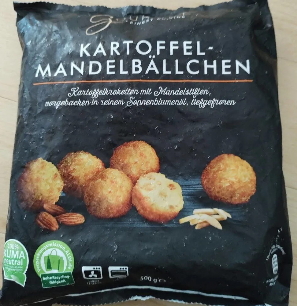 ALDI GOURMET FINEST CUISINE TK-GEMÜSE Kartoffel-Mandelbällchen 500g 1.99€ 1kg 3.98€