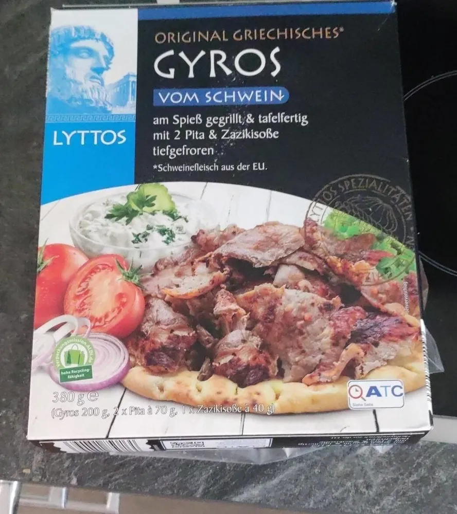 Gyros vom Schwein mit 2 Pita & Zazikisoße