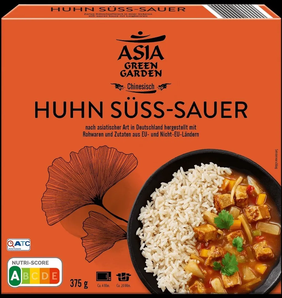ALDI ASIA GREEN GARDEN Huhn Fertiggericht Huhn Süss-Sauer 2.29€ 375g Schale 1kg 6.11€