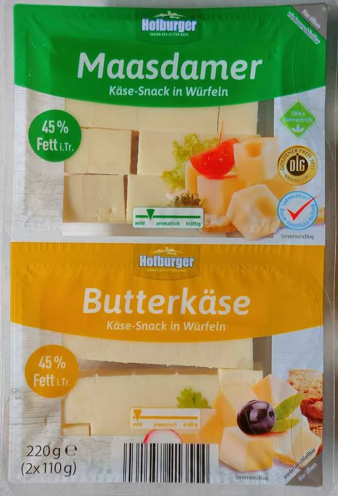 Käsesnack in Würfeln - Maasdamer & Butterkäse