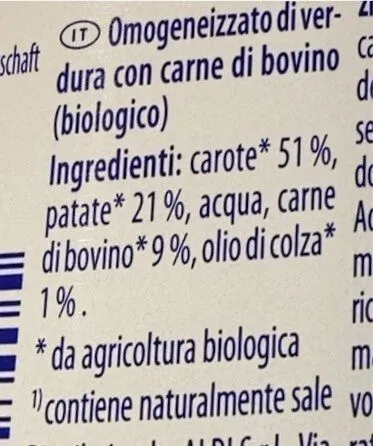 Carote, patate e carne di bovino biologica