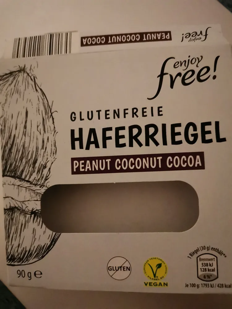 Glutenfreie Haferriegel Peanut Coconut Cocoa