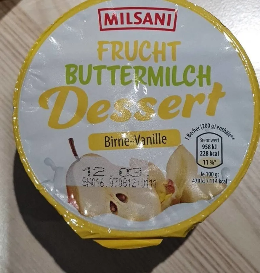 Fruchtbuttermilch-Dessert - Birne-Vanille