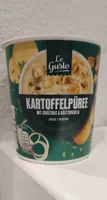Kartoffelpüree mit Croutons und Röstzwiebeln