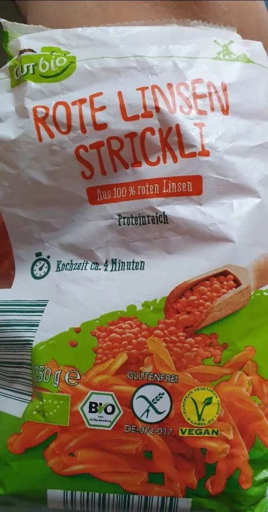 Rote Linsen Strickli