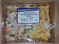 Putenbraten mit Rahmgemüse und frischen Spätzle