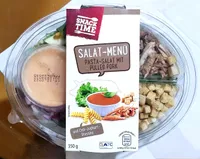 Salat-Menü - Pasta-Salat mit Pulled Pork