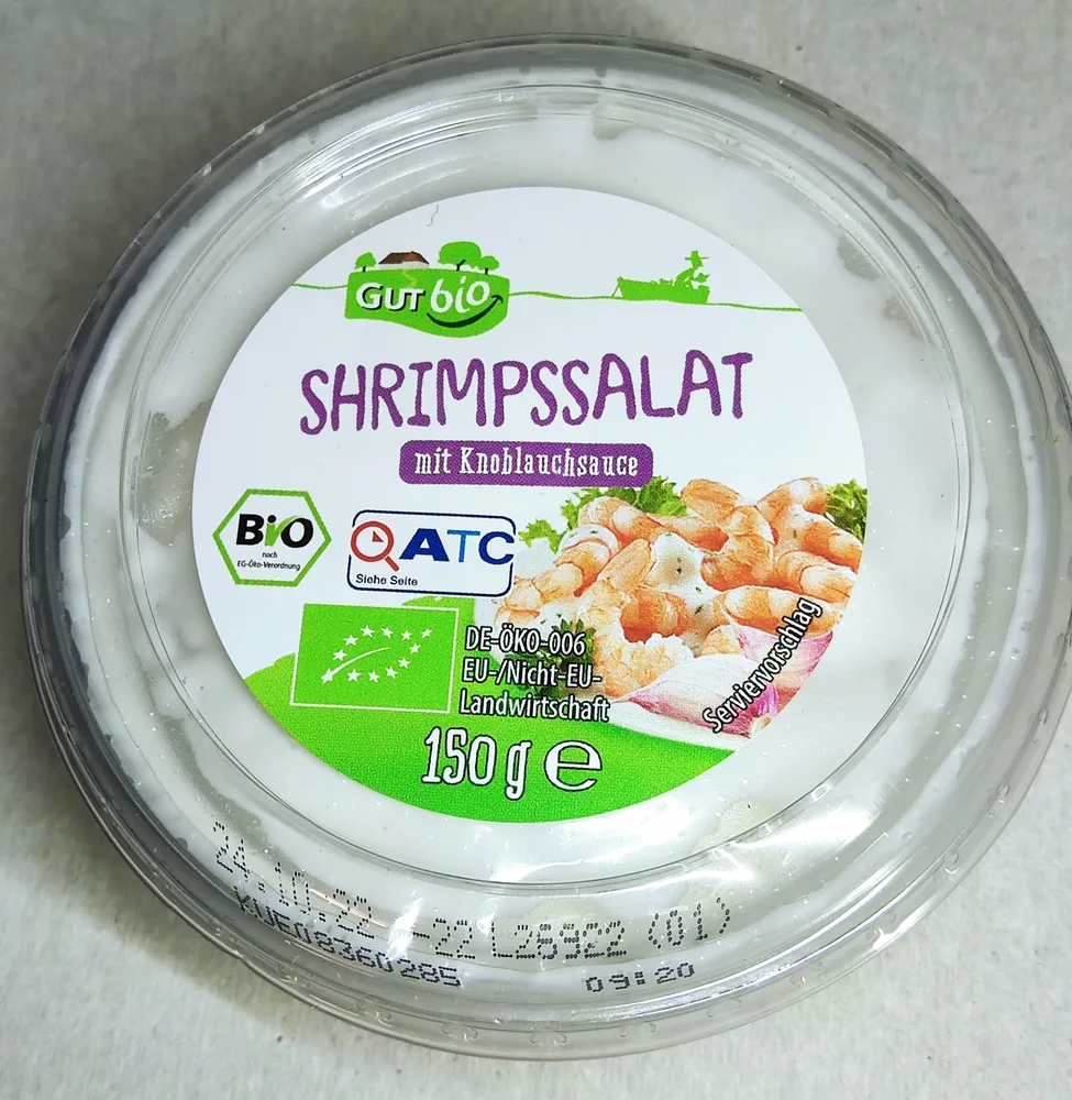 Bio-Schrimpssalat mit Knoblauchsauce