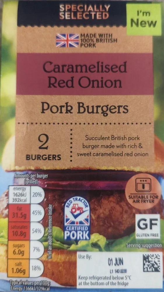 Caramelised Red Onion Pork Burgers
