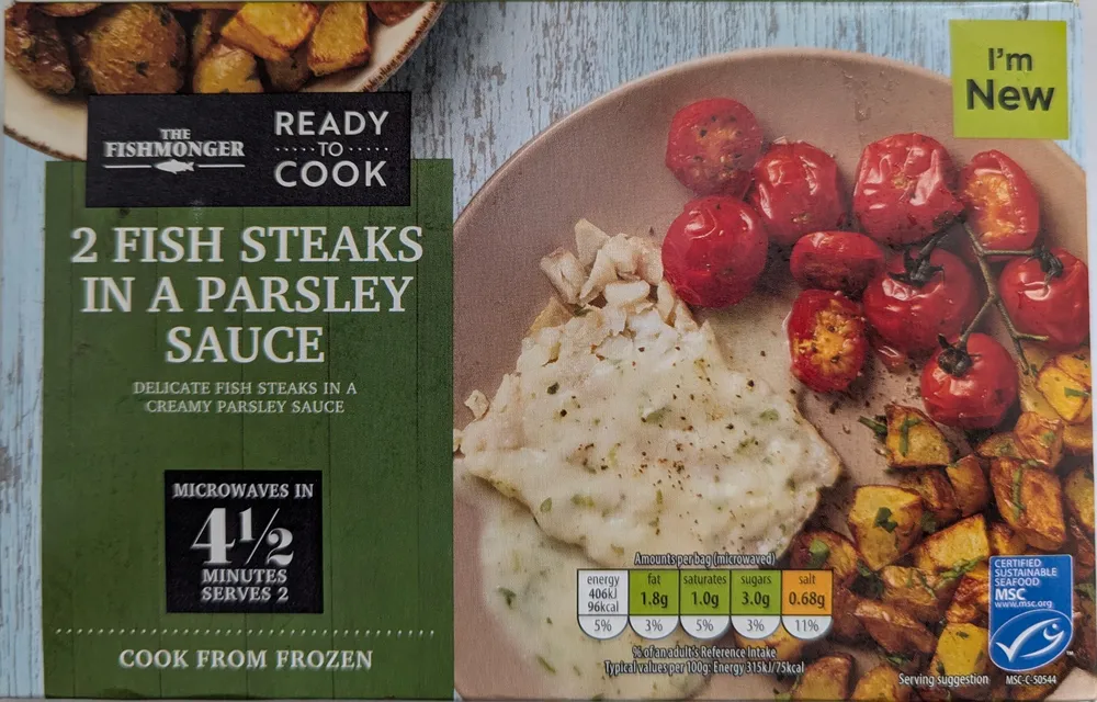 2 Fish Steaks in a Parsley Sauce