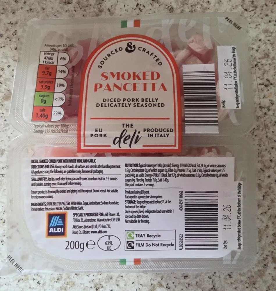 Smoked Pancetta Diced Pork Belly Delicately Seasoned