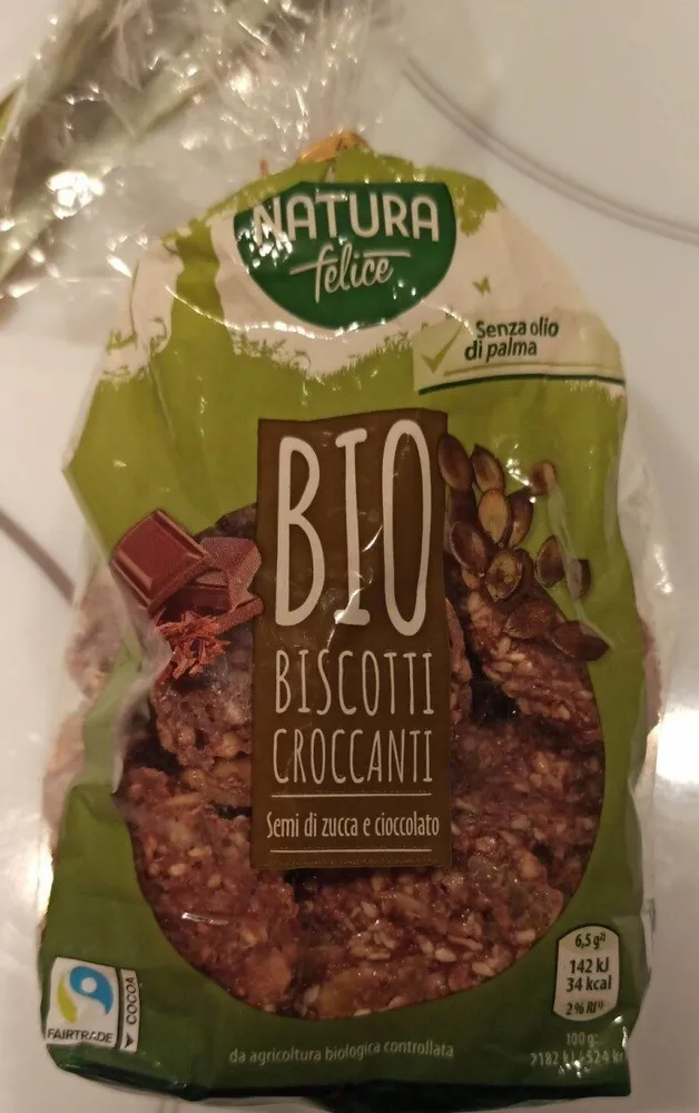 BIO biscotti croccanti semi di zucca e cioccolato