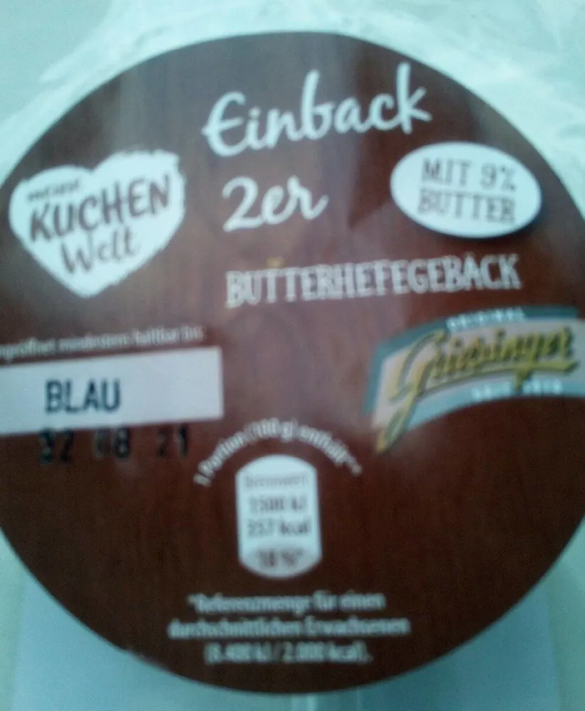 Einback 2er Butterhefegebäck