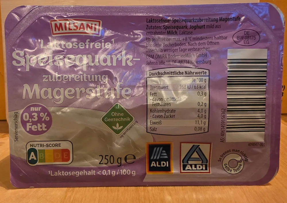 Speisequark Zubereitung Magerstufe laktosefrei