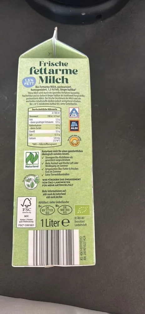 Milch, frisch 1.5 %
