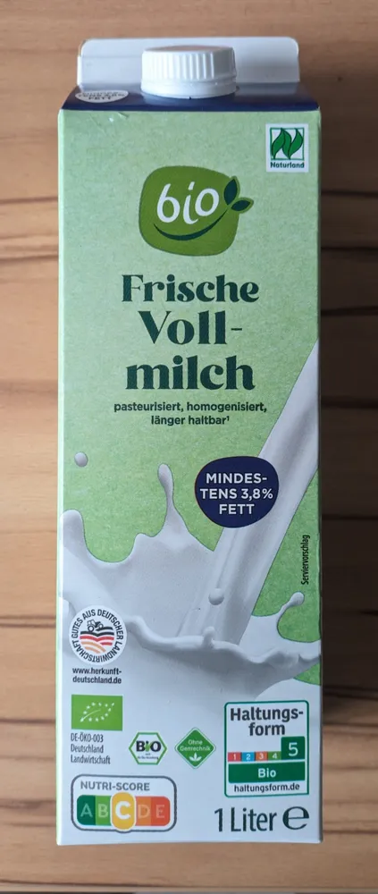 Frische Bio-Vollmilch 3,8 % Fett