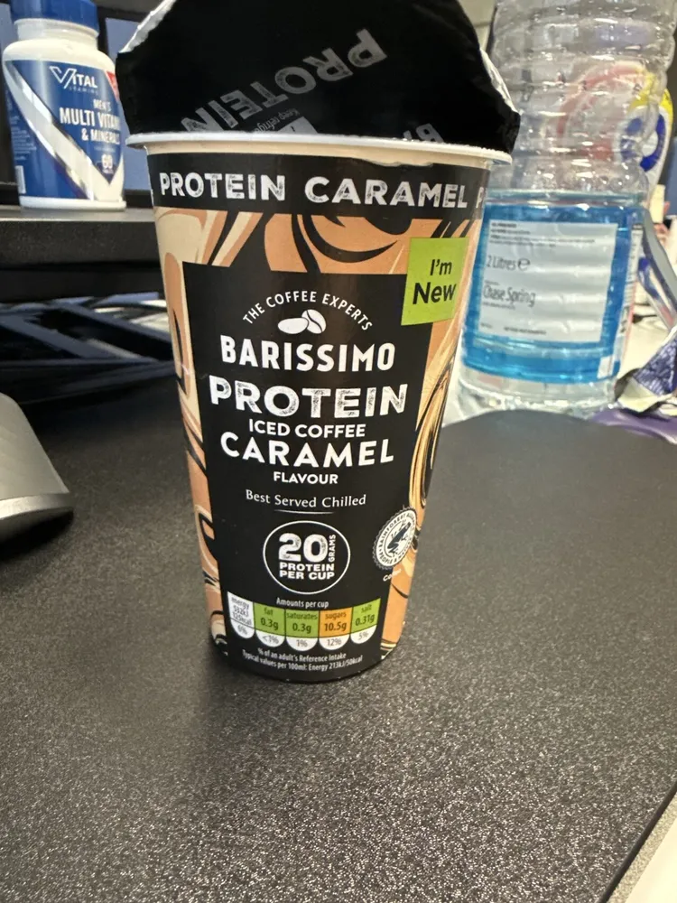 Protein caramel ice coffee