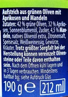 Griechischer Pitabrot-Dip - Grüne Oliven, Aprikosen & Mandeln
