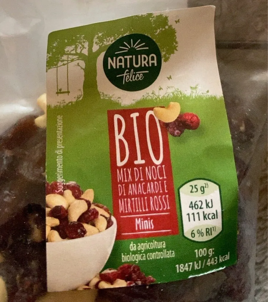 Bio mix di noci di anacardi e mirtilli rossi