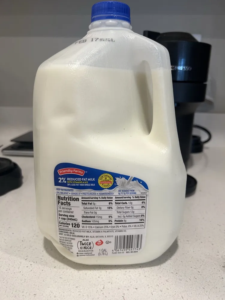 2% Reduced Fat Milk,