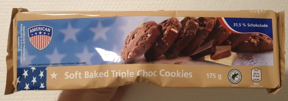 Soft baked Triple Choc cookies