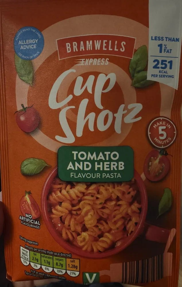 Cup Shotz Tomato And Herb Pasta