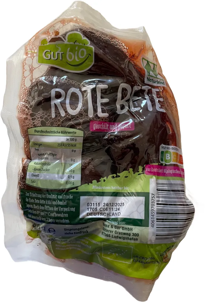 Bio-Rote Bete, geschält & gegart