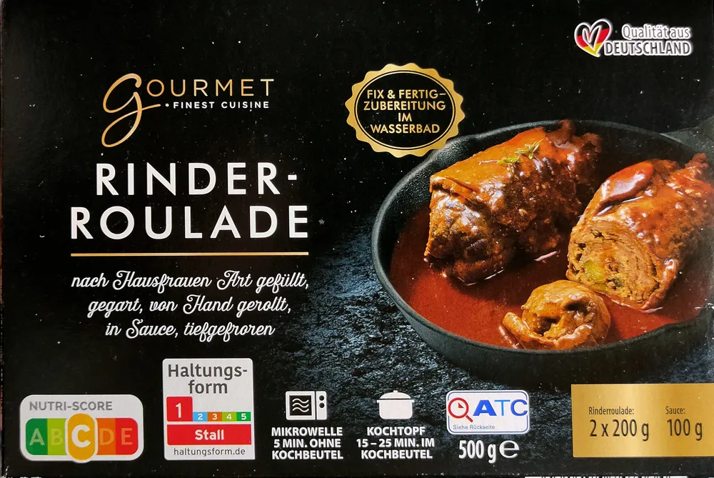 Rinderroulade gefüllt, in Sauce
