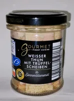 Weißer Thun mit Trüffelscheiben in Sonnenblumenöl