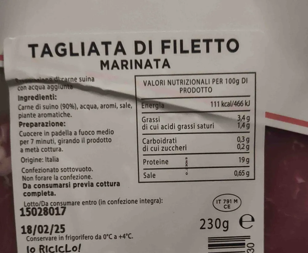 Tagliata di filetto marinata