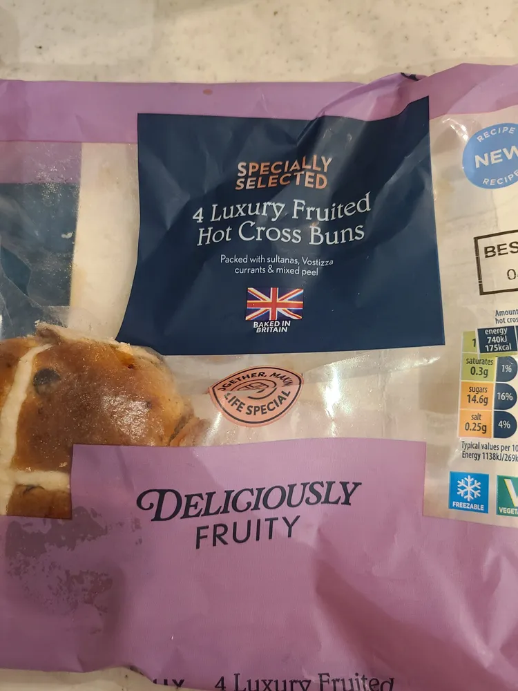 4 Luxury Fruited Hot Cross Bun