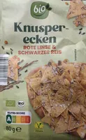 ALDI BIO Knusperecken Rote Linsen & Schwarzer Reis kontrolliert ökologische Erzeugung vegan 1.39€ 80-g-Packung 1kg 17.38€
