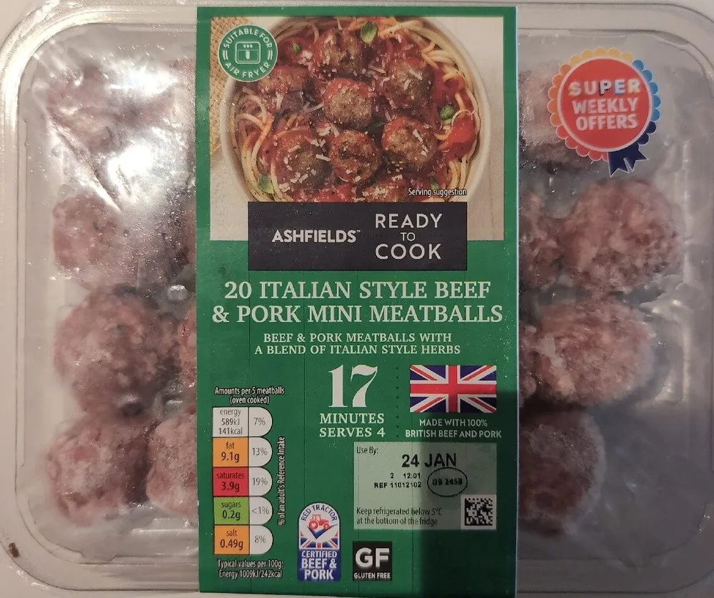 20 Italian Style Beef & Pork Mini Meatballs