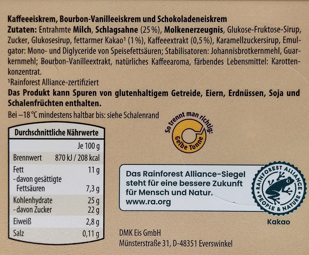 Eisschale Tricolor - Kaffee-Vanille-Schokolade