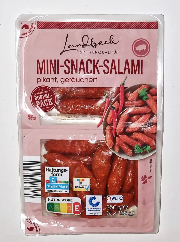 Mini-Snacksalami geräuchert, pikant