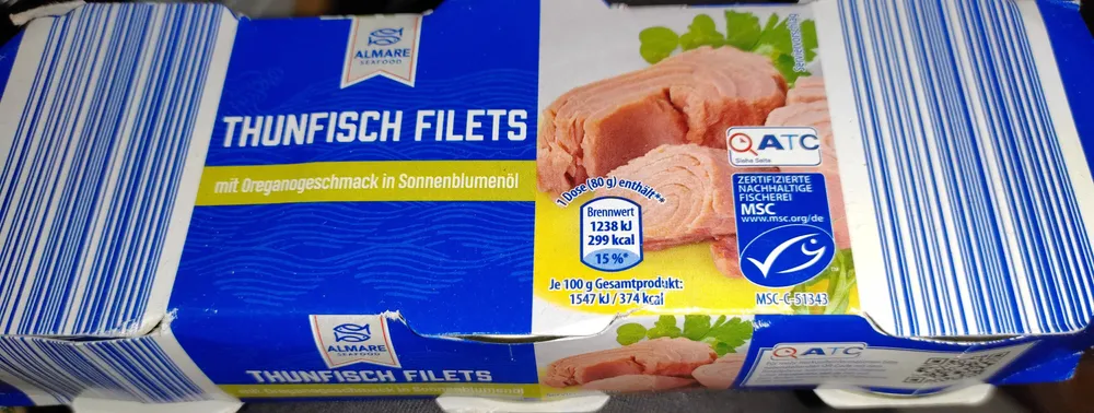 Thunfisch-Filets mit Oreganogeschmack in Sonnenblumenöl