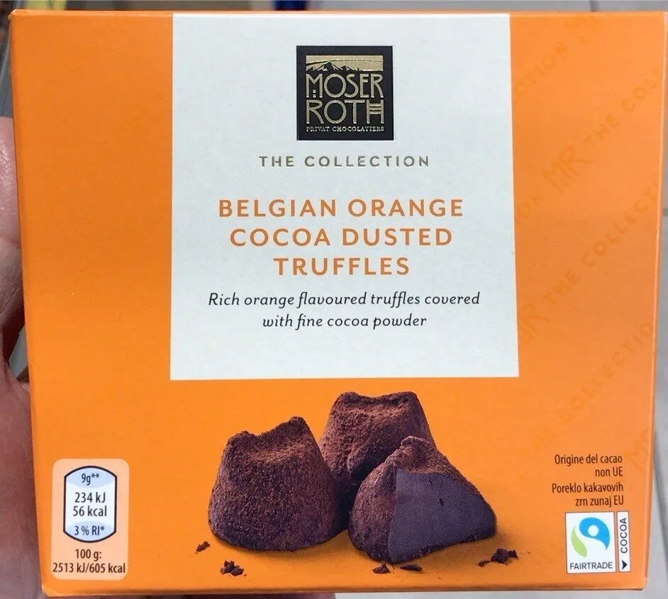 Belgian orange cocoa dusted truffles